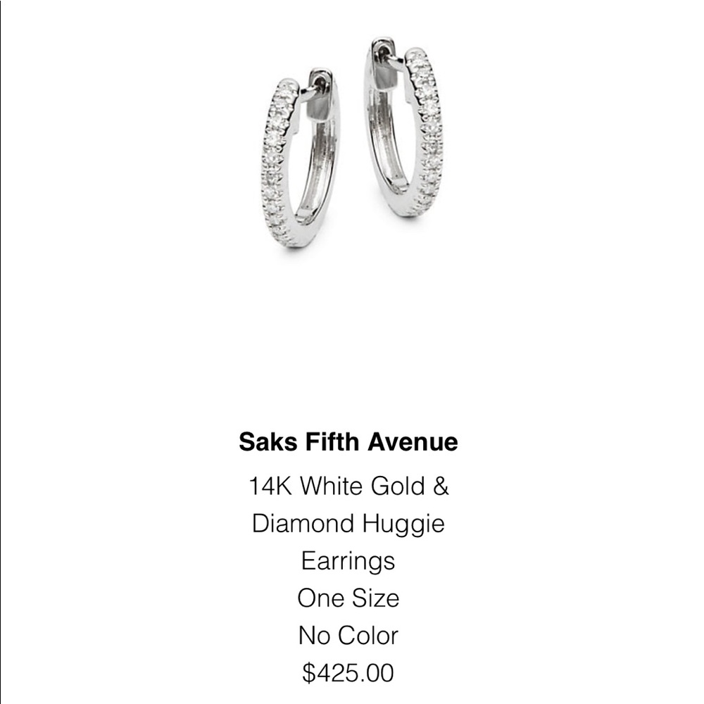 Selling ONE 14K white gold with diamond huggie. Similar to Maria Tash look.